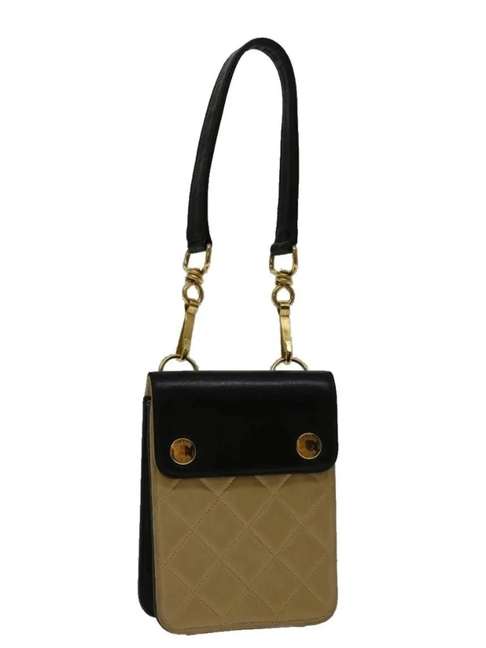 CHANEL Matelasse Hand Bag Leather Beige CC Auth 68905A